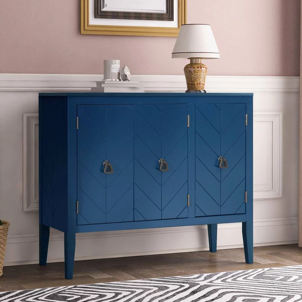 Blue Sideboard with Adjustable Shelf by ATHMILE 9 Blue Sideboard with Adjustable Shelf by ATHMILE - Image 9