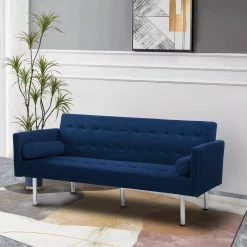 Blue 68 in. Velvet Square Arm Twin Size Sleeper Sofa by ATHMILE 21 Blue 68 in. Velvet Square Arm Twin Size Sleeper Sofa by ATHMILE -ATHMILE Sales Store blue athmile sofa beds gz w22336750 31 1000