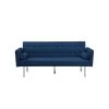 Blue 68 in. Velvet Square Arm Twin Size Sleeper Sofa by ATHMILE