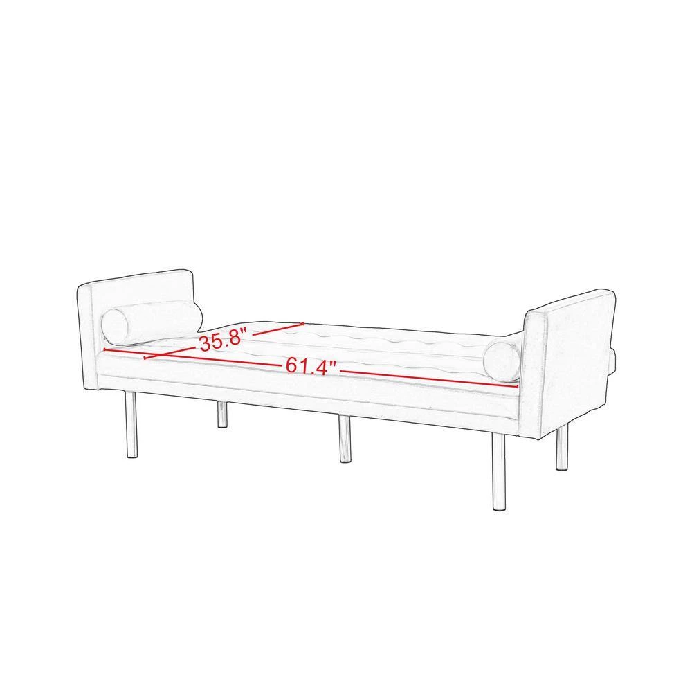 Blue 68 in. Velvet Square Arm Twin Size Sleeper Sofa by ATHMILE 5 Blue 68 in. Velvet Square Arm Twin Size Sleeper Sofa by ATHMILE - Image 5