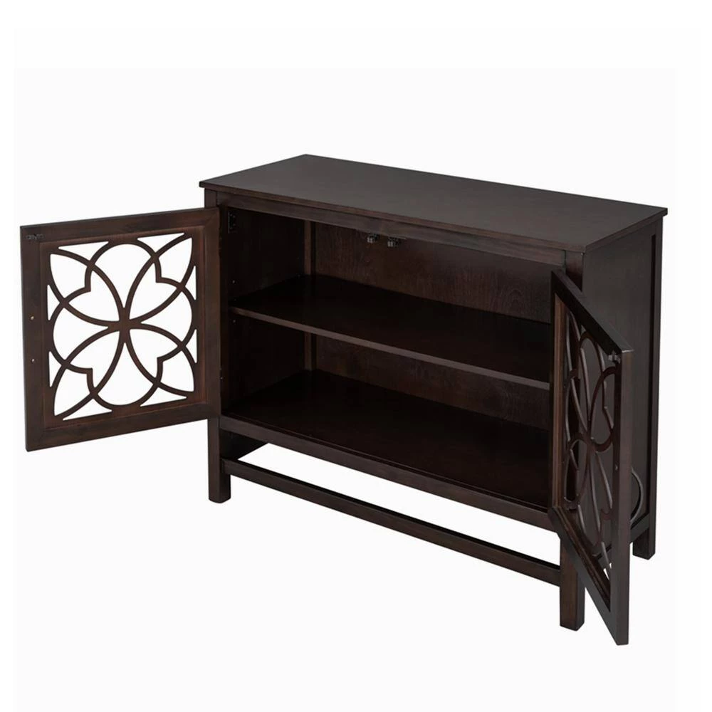 Brown Wood Accent Buffet Sideboard Storage Cabinet with Doors and Adjustable Shelf by ATHMILE 3 Brown Wood Accent Buffet Sideboard Storage Cabinet with Doors and Adjustable Shelf by ATHMILE - Image 3
