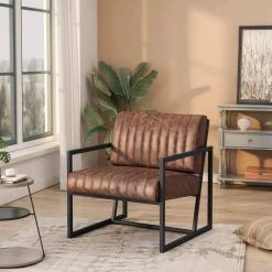 Brown Leather Leisure Chair by ATHMILE 11 Brown Leather Leisure Chair by ATHMILE -ATHMILE Sales Store brown athmile accent chairs cc 21606 31 1000