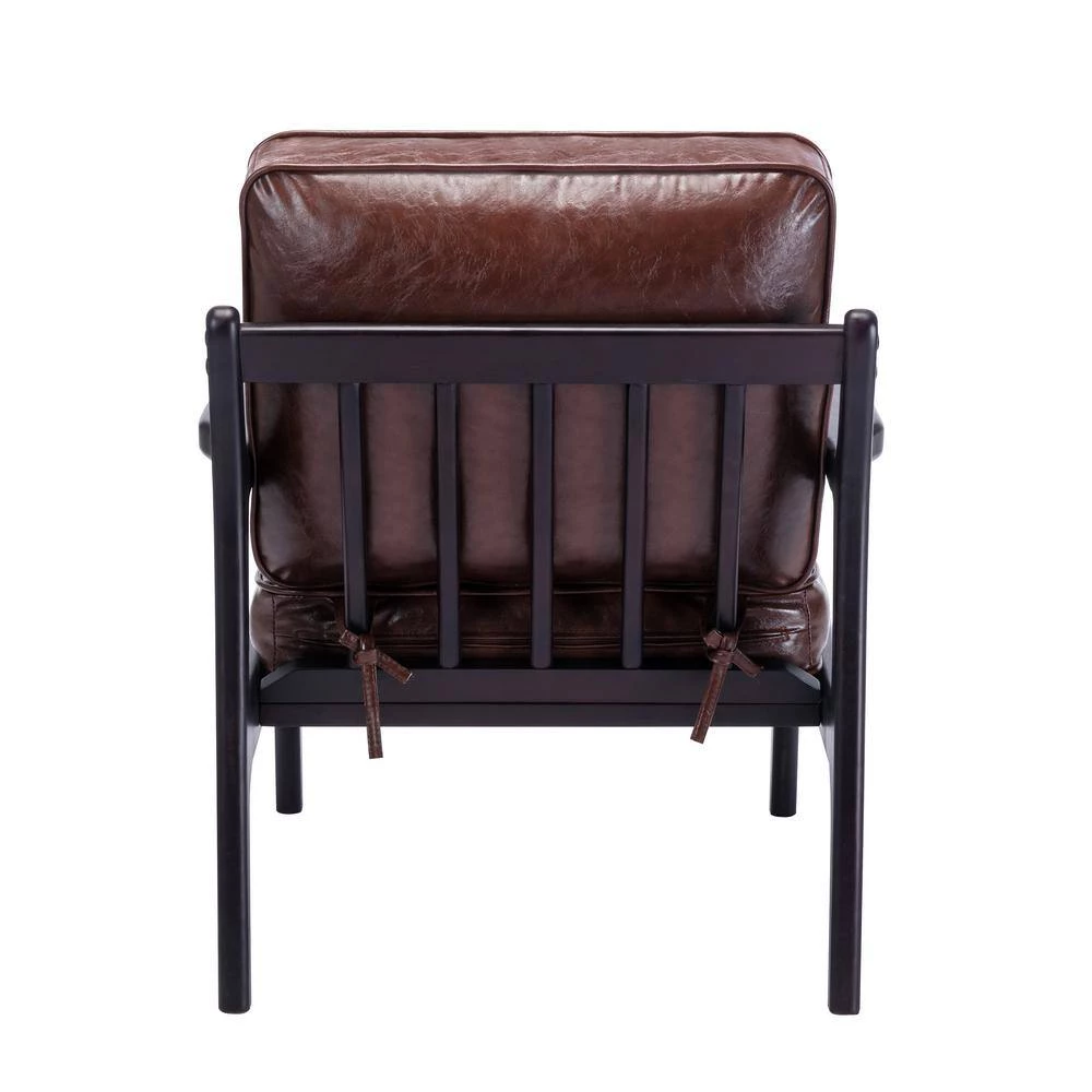24.4 in. W Brown Mid Century Modern Elegant Accent Wood Frame Armchair (Set of 1) by ATHMILE 5 24.4 in. W Brown Mid Century Modern Elegant Accent Wood Frame Armchair (Set of 1) by ATHMILE - Image 5