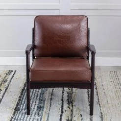 24.4 in. W Brown Mid Century Modern Elegant Accent Wood Frame Armchair (Set of 1) by ATHMILE 14 24.4 in. W Brown Mid Century Modern Elegant Accent Wood Frame Armchair (Set of 1) by ATHMILE -ATHMILE Sales Store brown athmile accent chairs gz pp284302aab fa 1000
