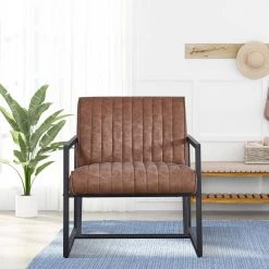 Brown Modern Design High Quality PU with Steel Frame Armchair (Set of 1) by ATHMILE 15 Brown Modern Design High Quality PU with Steel Frame Armchair (Set of 1) by ATHMILE -ATHMILE Sales Store brown athmile accent chairs gz w24002857 31 1000