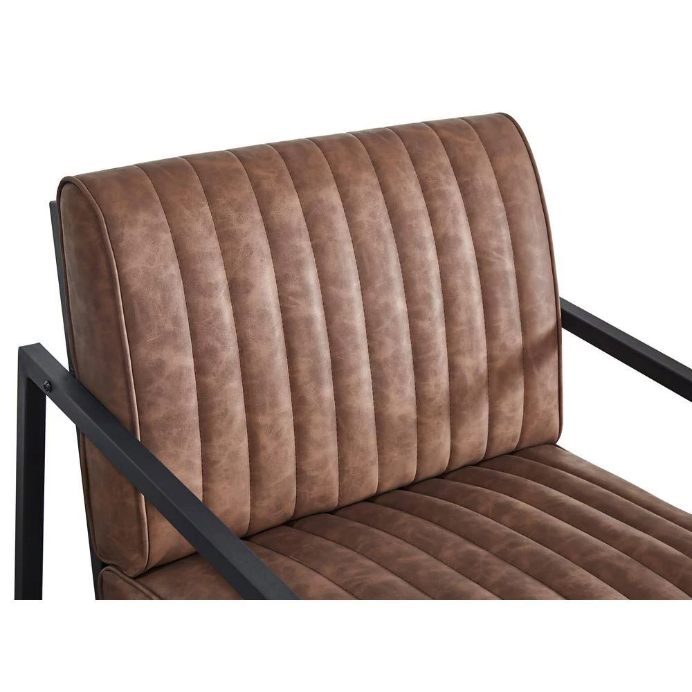 Brown Modern Design High Quality PU with Steel Frame Armchair (Set of 1) by ATHMILE 4 Brown Modern Design High Quality PU with Steel Frame Armchair (Set of 1) by ATHMILE - Image 4