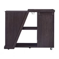 Espresso Island Cart with Adjustable Shelf and 5-Wine Holders by ATHMILE -ATHMILE Sales Store brown athmile bar carts gz b2w20221428 1f 1000