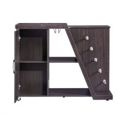 Espresso Island Cart with Adjustable Shelf and 5-Wine Holders by ATHMILE