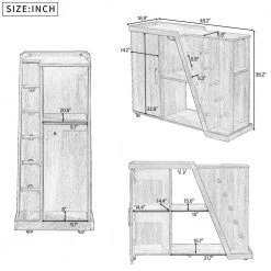 Espresso Island Cart with Adjustable Shelf and 5-Wine Holders by ATHMILE -ATHMILE Sales Store brown athmile bar carts gz b2w20221428 c3 1000