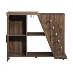 Brown Island Cart with Adjustable Shelf and 5-Wine Holders by ATHMILE -ATHMILE Sales Store brown athmile bar carts gz b2w20221429 1d 1000