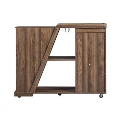 Brown Island Cart with Adjustable Shelf and 5-Wine Holders by ATHMILE -ATHMILE Sales Store brown athmile bar carts gz b2w20221429 fa 1000