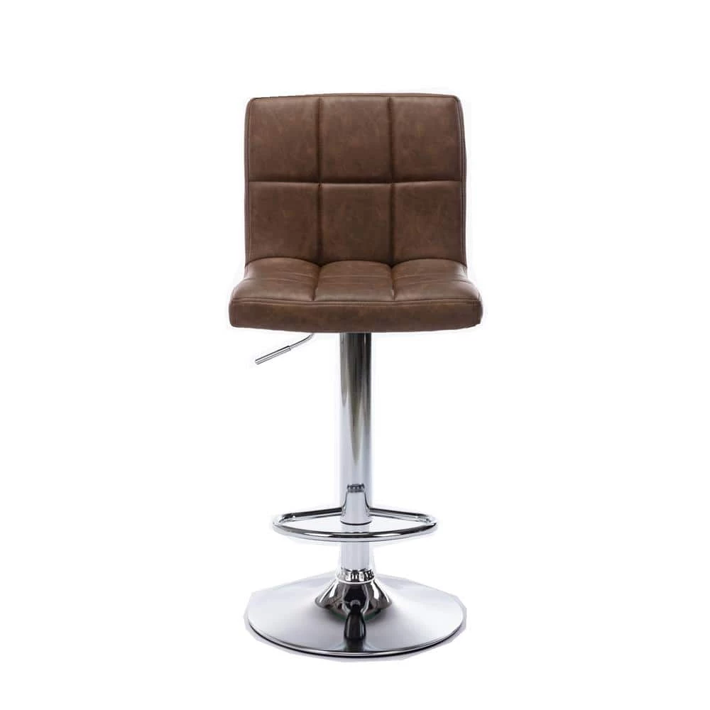 21.85 in. H Brown PU Bar Stool (Set of 2) by ATHMILE 1 21.85 in. H Brown PU Bar Stool (Set of 2) by ATHMILE