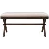 Brown Upholstered Dining Bench with Beige Cushion (37.8 in. L x 15 in. D x 19.5 in. H) by ATHMILE