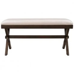 Brown Upholstered Dining Bench with Beige Cushion (37.8 in. L x 15 in. D x 19.5 in. H) by ATHMILE