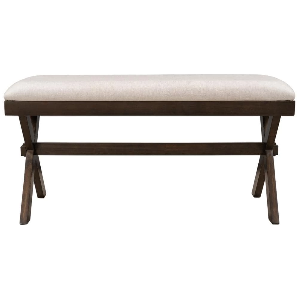 Brown Upholstered Dining Bench with Beige Cushion (37.8 in. L x 15 in. D x 19.5 in. H) by ATHMILE 1 Brown Upholstered Dining Bench with Beige Cushion (37.8 in. L x 15 in. D x 19.5 in. H) by ATHMILE