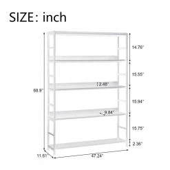 68.9 in. Brown 5-Shelf Standard Bookcase by ATHMILE 10 68.9 in. Brown 5-Shelf Standard Bookcase by ATHMILE -ATHMILE Sales Store brown athmile bookcases bookshelves ccwf286173aat 1f 1000