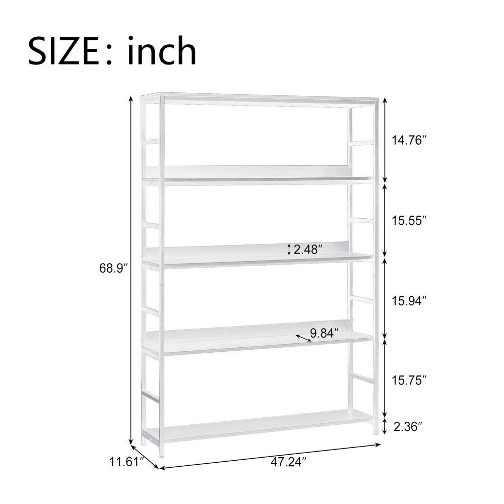 68.9 in. Brown 5-Shelf Standard Bookcase by ATHMILE 5 68.9 in. Brown 5-Shelf Standard Bookcase by ATHMILE - Image 5
