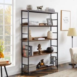 68.9 in. Brown 5-Shelf Standard Bookcase by ATHMILE 11 68.9 in. Brown 5-Shelf Standard Bookcase by ATHMILE -ATHMILE Sales Store brown athmile bookcases bookshelves ccwf286173aat 31 1000
