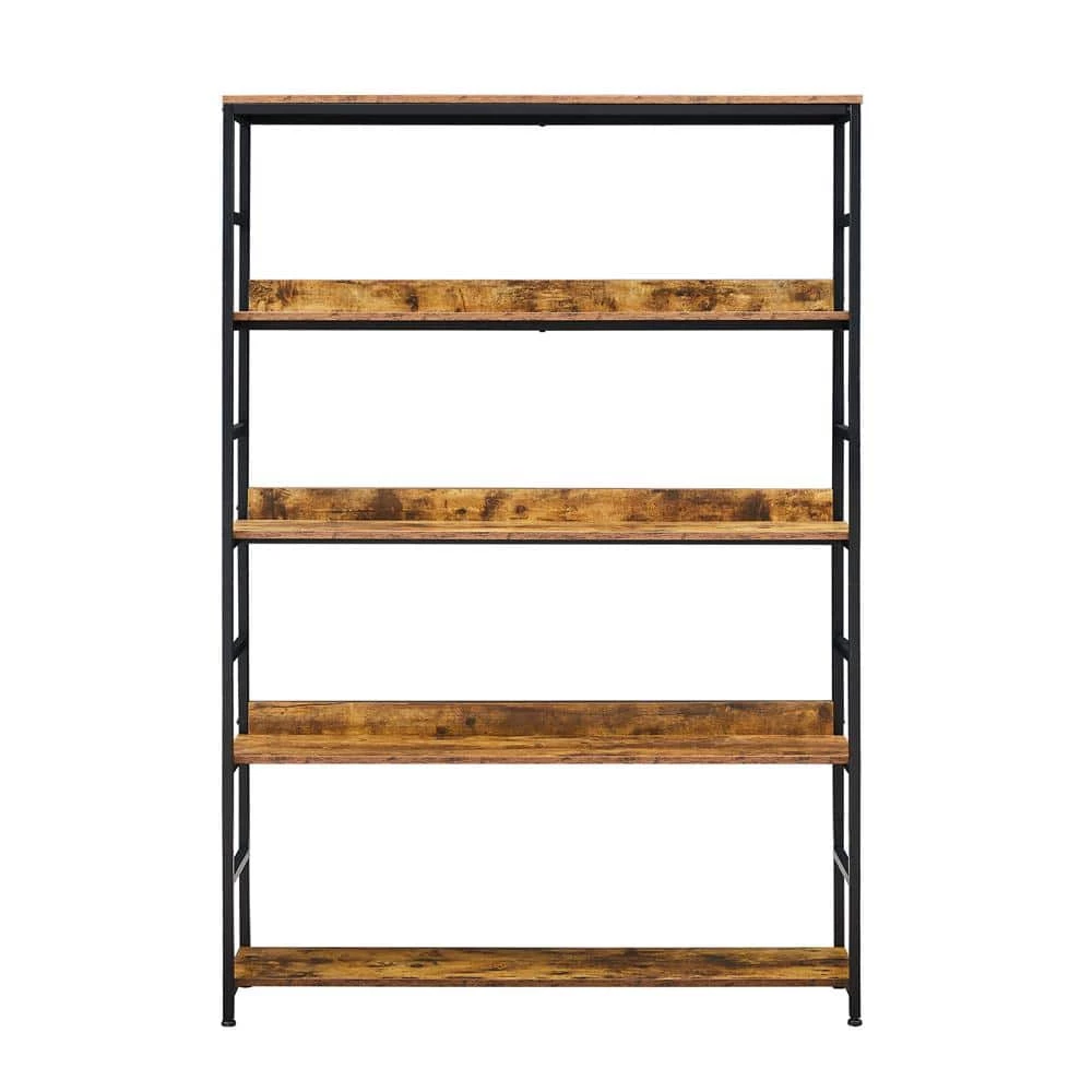 68.9 in. Brown 5-Shelf Standard Bookcase by ATHMILE 1 68.9 in. Brown 5-Shelf Standard Bookcase by ATHMILE