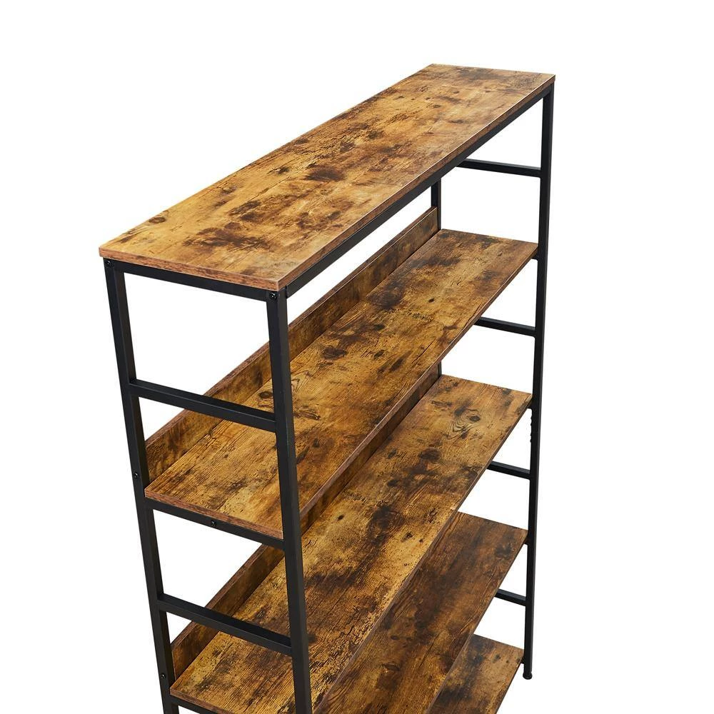 68.9 in. Brown 5-Shelf Standard Bookcase by ATHMILE 3 68.9 in. Brown 5-Shelf Standard Bookcase by ATHMILE - Image 3