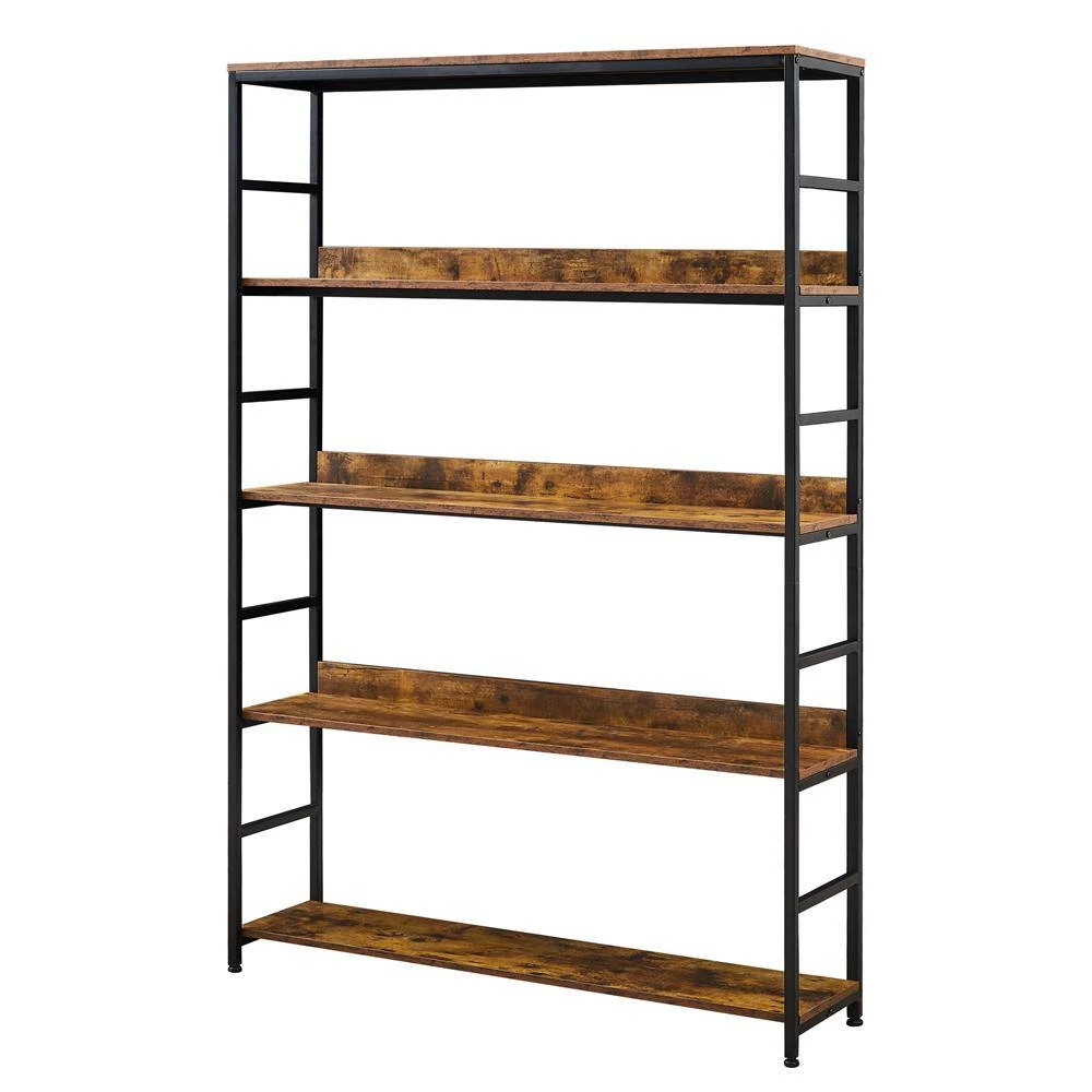 68.9 in. Brown 5-Shelf Standard Bookcase by ATHMILE 2 68.9 in. Brown 5-Shelf Standard Bookcase by ATHMILE - Image 2