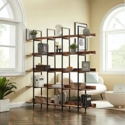 70.87 in. Brown 5-Shelf Standard Bookcase by ATHMILE -ATHMILE Sales Store brown athmile bookcases bookshelves ccwf286176aat 31 1000