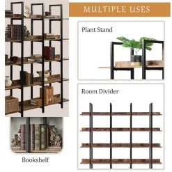 70.87 in. Brown 5-Shelf Standard Bookcase by ATHMILE -ATHMILE Sales Store brown athmile bookcases bookshelves ccwf286176aat 4f 1000