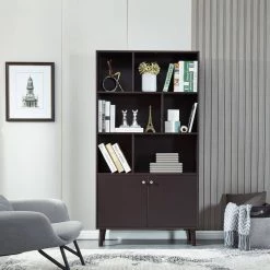 68 in. Brown 3-Shelf Standard Bookcase by ATHMILE 11 68 in. Brown 3-Shelf Standard Bookcase by ATHMILE -ATHMILE Sales Store brown athmile bookcases bookshelves dshhgz006 cf 31 1000