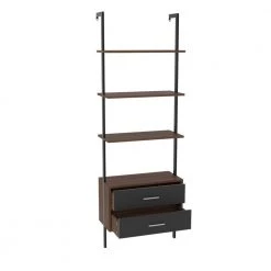 71 in. Brown 3-Shelf Ladder Bookcase by ATHMILE