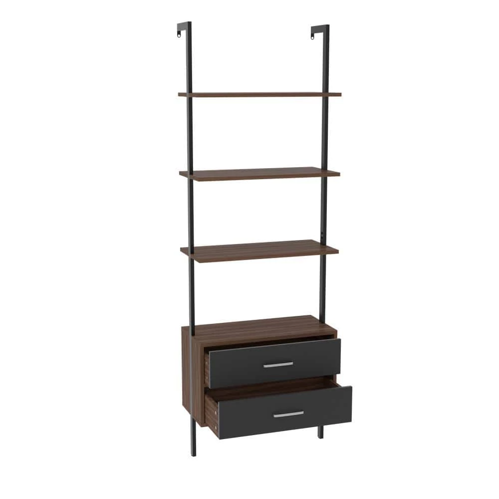71 in. Brown 3-Shelf Ladder Bookcase by ATHMILE 1 71 in. Brown 3-Shelf Ladder Bookcase by ATHMILE