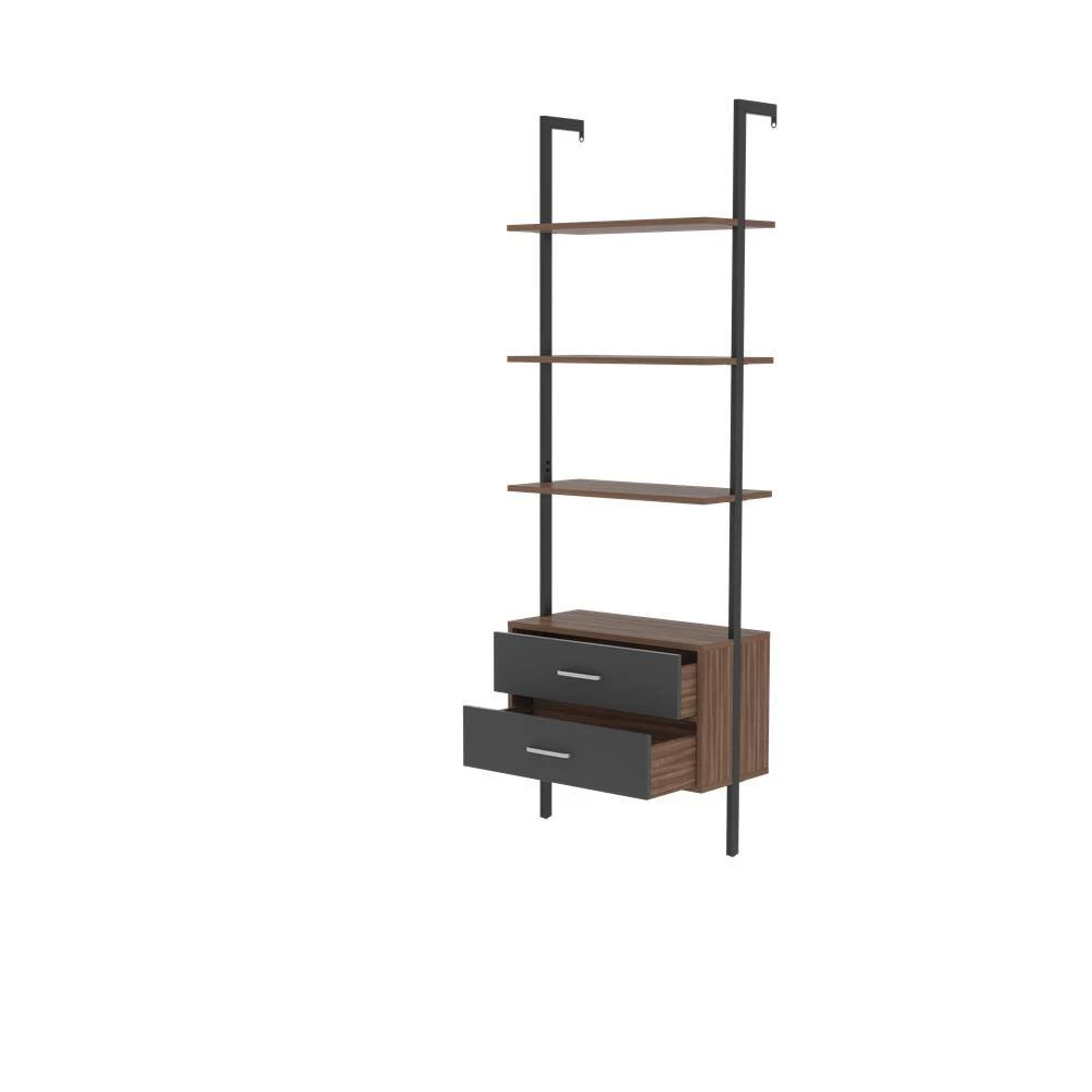 71 in. Brown 3-Shelf Ladder Bookcase by ATHMILE 2 71 in. Brown 3-Shelf Ladder Bookcase by ATHMILE - Image 2