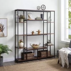 71 in. Brown 5-Shelf Standard Bookcase by ATHMILE 15 71 in. Brown 5-Shelf Standard Bookcase by ATHMILE -ATHMILE Sales Store brown athmile bookcases bookshelves dswf286990aad 31 1000