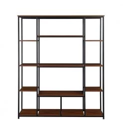 71 in. Brown 5-Shelf Standard Bookcase by ATHMILE