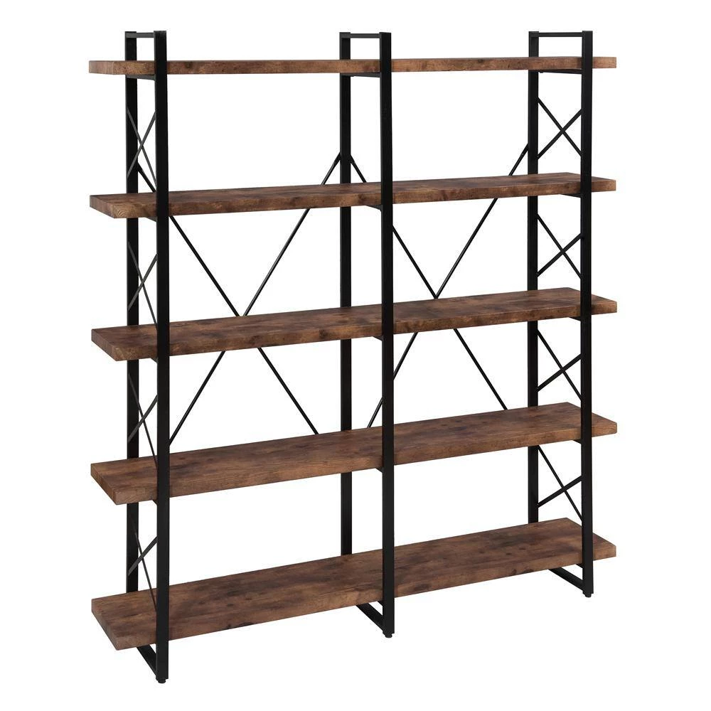 71 in. Brown5-Shelf Standard Bookcase by ATHMILE 2 71 in. Brown5-Shelf Standard Bookcase by ATHMILE - Image 2