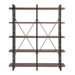 71 in. Brown 5-Shelf Standard Bookcase by ATHMILE