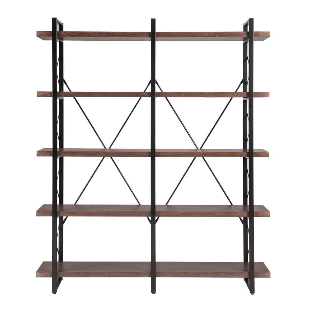 71 in. Brown 5-Shelf Standard Bookcase by ATHMILE 1 71 in. Brown 5-Shelf Standard Bookcase by ATHMILE