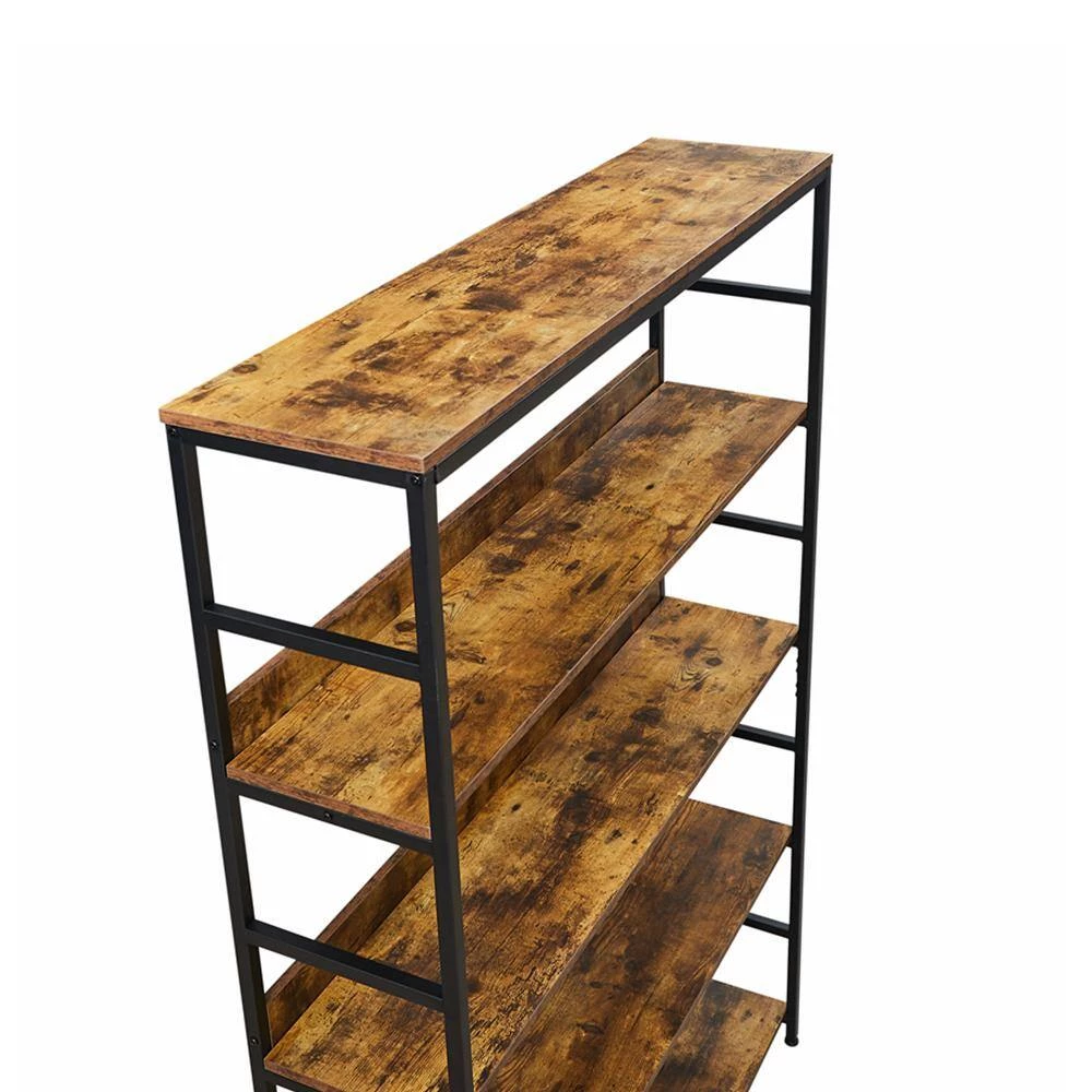 68.9 in. Brown 5-Tier Home Office Bookcase Open Bookshelf with Metal Frame by ATHMILE 4 68.9 in. Brown 5-Tier Home Office Bookcase Open Bookshelf with Metal Frame by ATHMILE - Image 4