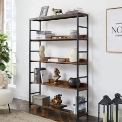68.9 in. Brown 5-Tier Home Office Bookcase Open Bookshelf with Metal Frame by ATHMILE 15 68.9 in. Brown 5-Tier Home Office Bookcase Open Bookshelf with Metal Frame by ATHMILE -ATHMILE Sales Store brown athmile bookcases bookshelves gz wf286173aat 31 1000