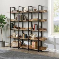 70.87 in. Brown 5-Tier Bookcase Home Office Open Bookshelf with Metal Frame by ATHMILE 15 70.87 in. Brown 5-Tier Bookcase Home Office Open Bookshelf with Metal Frame by ATHMILE -ATHMILE Sales Store brown athmile bookcases bookshelves gz wf286176aat 31 1000
