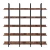 70.87 in. Brown 5-Tier Bookcase Home Office Open Bookshelf with Metal Frame by ATHMILE
