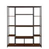 Home Office 70.9 in. Brown Wood 5-Shelf Open Freestanding Storage Bookcase with Metal Frame, by ATHMILE