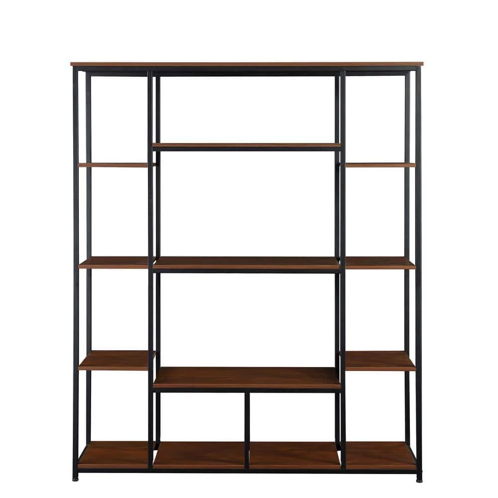 Home Office 70.9 in. Brown Wood 5-Shelf Open Freestanding Storage Bookcase with Metal Frame, by ATHMILE 1 Home Office 70.9 in. Brown Wood 5-Shelf Open Freestanding Storage Bookcase with Metal Frame, by ATHMILE