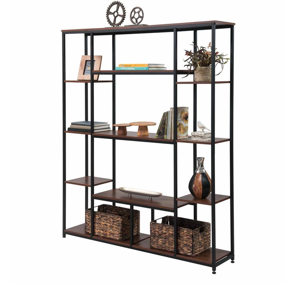 Home Office 70.9 in. Brown Wood 5-Shelf Open Freestanding Storage Bookcase with Metal Frame, by ATHMILE 7 Home Office 70.9 in. Brown Wood 5-Shelf Open Freestanding Storage Bookcase with Metal Frame, by ATHMILE - Image 7