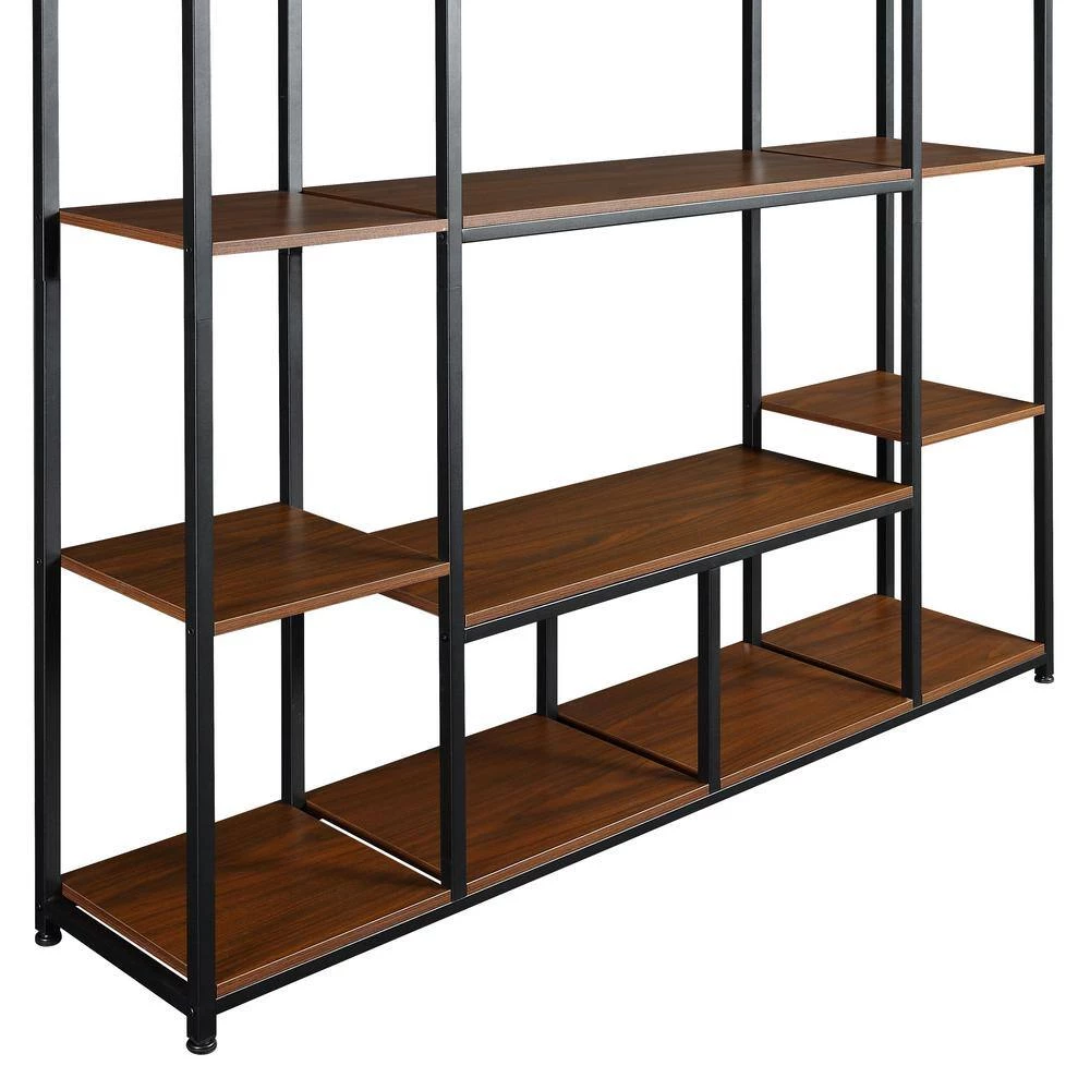 Home Office 70.9 in. Brown Wood 5-Shelf Open Freestanding Storage Bookcase with Metal Frame, by ATHMILE 6 Home Office 70.9 in. Brown Wood 5-Shelf Open Freestanding Storage Bookcase with Metal Frame, by ATHMILE - Image 6