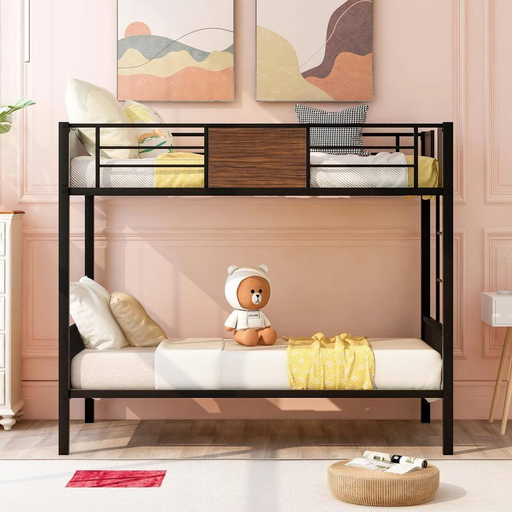 Brown Twin Over Twin Bunk Bed by ATHMILE 8 Brown Twin Over Twin Bunk Bed by ATHMILE - Image 8