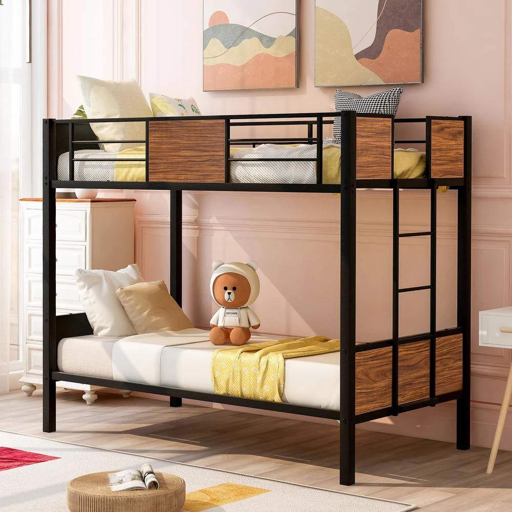 Brown Twin Over Twin Bunk Bed by ATHMILE 3 Brown Twin Over Twin Bunk Bed by ATHMILE - Image 3