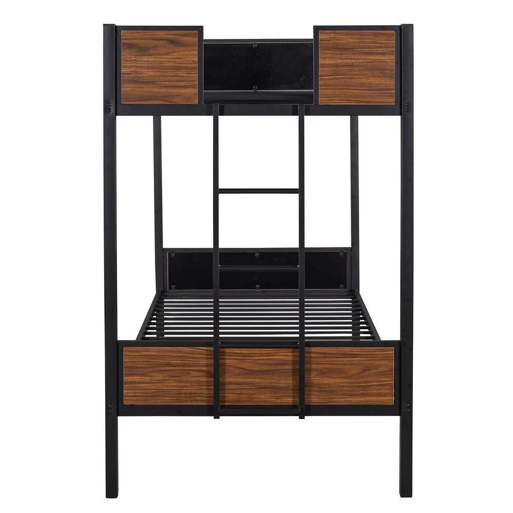 Brown Twin Over Twin Bunk Bed by ATHMILE 2 Brown Twin Over Twin Bunk Bed by ATHMILE - Image 2