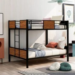 Brown Full-over-full Bunk Bed by ATHMILE 11 Brown Full-over-full Bunk Bed by ATHMILE -ATHMILE Sales Store brown athmile bunk beds gz b2w20221480 4f 1000