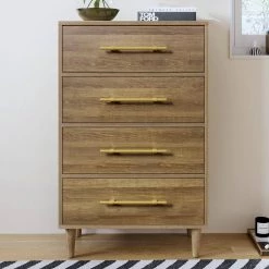 Natural Walnut 4-Drawer Chest of-Drawers (30 in. L x 17 in. W x 46.2 in. H) by ATHMILE -ATHMILE Sales Store brown athmile chest of drawers gz b2w20220513 31 1000