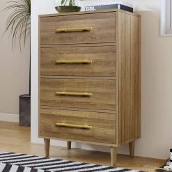 Natural Walnut 4-Drawer Chest of-Drawers (30 in. L x 17 in. W x 46.2 in. H) by ATHMILE -ATHMILE Sales Store brown athmile chest of drawers gz b2w20220513 4f 1000